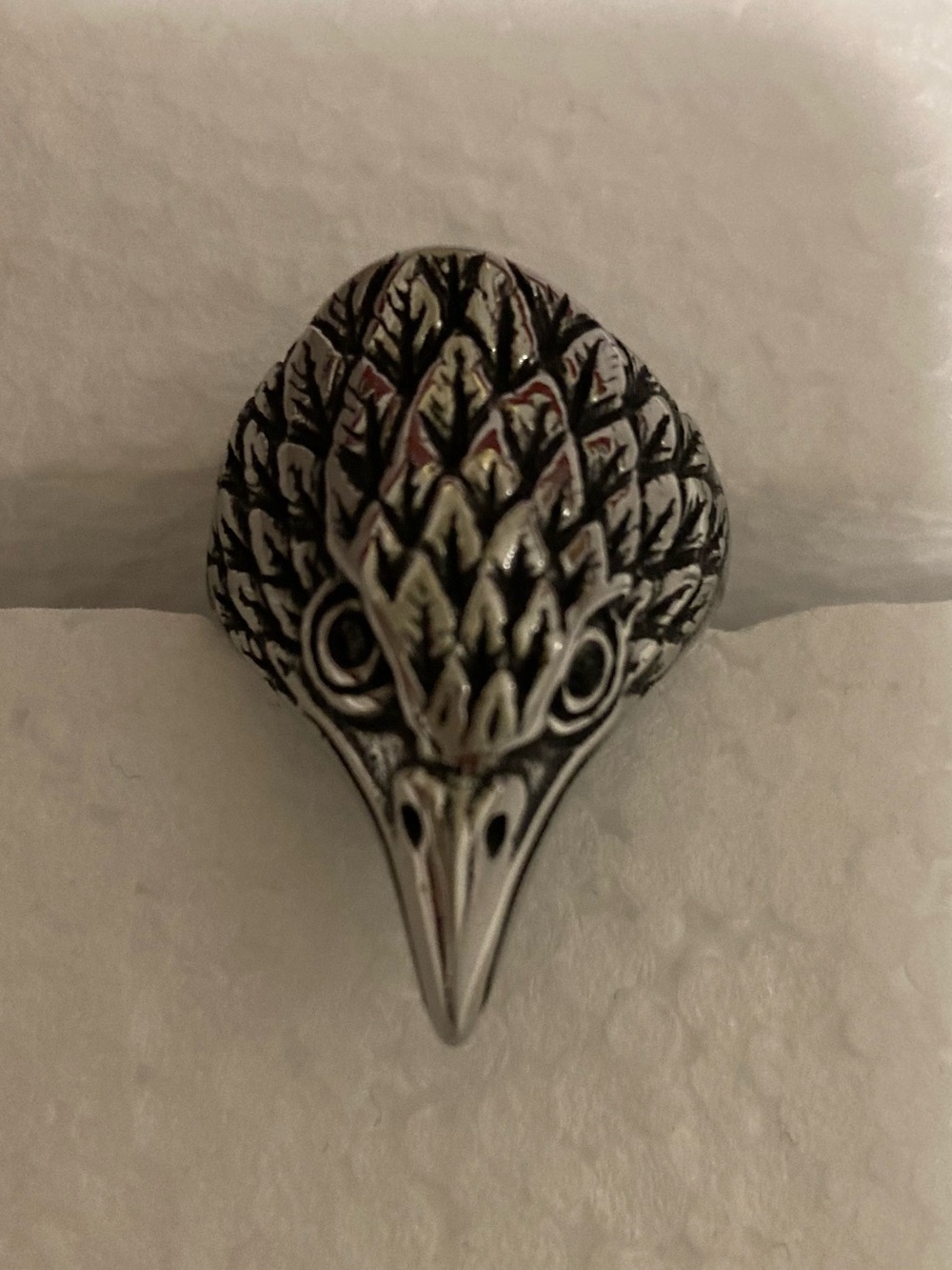 Silver Tone Bird-Head Statement Ring - Men’s Accessories